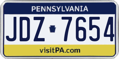 PA license plate JDZ7654