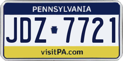 PA license plate JDZ7721