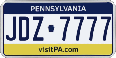 PA license plate JDZ7777