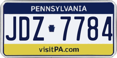 PA license plate JDZ7784