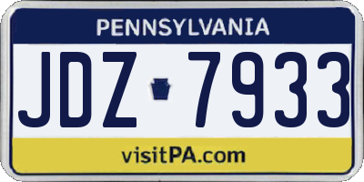 PA license plate JDZ7933