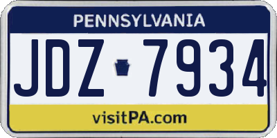 PA license plate JDZ7934