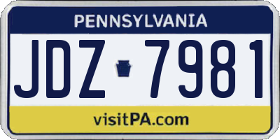 PA license plate JDZ7981