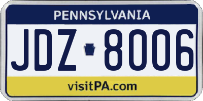 PA license plate JDZ8006