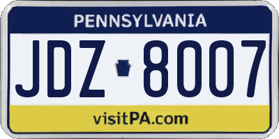 PA license plate JDZ8007