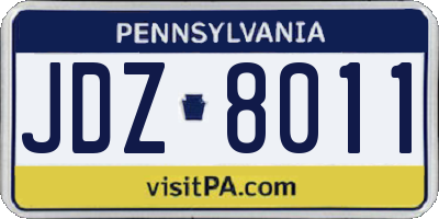 PA license plate JDZ8011