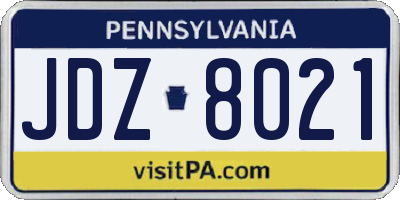 PA license plate JDZ8021