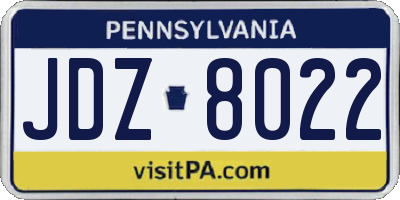 PA license plate JDZ8022