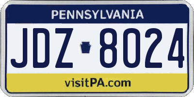 PA license plate JDZ8024