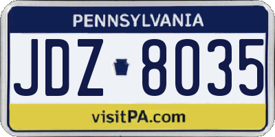 PA license plate JDZ8035
