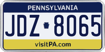 PA license plate JDZ8065