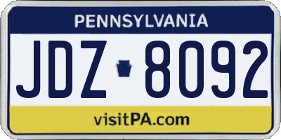PA license plate JDZ8092