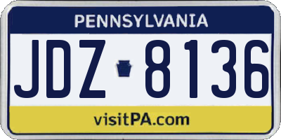 PA license plate JDZ8136