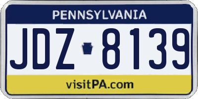PA license plate JDZ8139