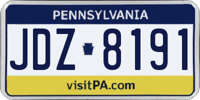 PA license plate JDZ8191