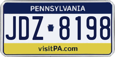 PA license plate JDZ8198