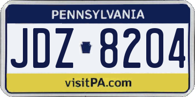 PA license plate JDZ8204