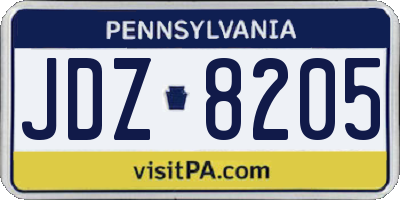 PA license plate JDZ8205