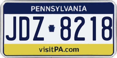 PA license plate JDZ8218