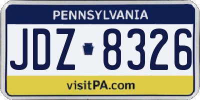 PA license plate JDZ8326