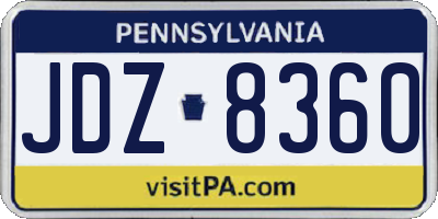 PA license plate JDZ8360