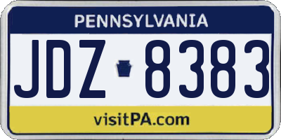 PA license plate JDZ8383