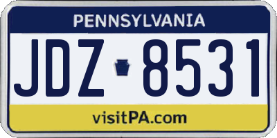 PA license plate JDZ8531