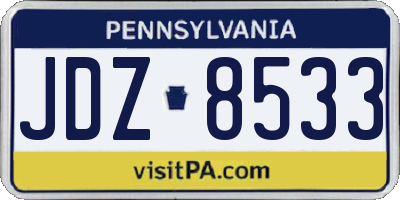 PA license plate JDZ8533