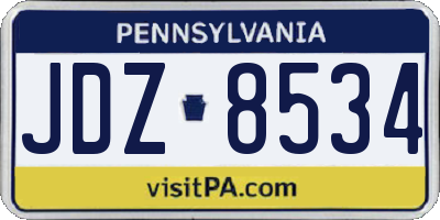 PA license plate JDZ8534