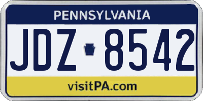 PA license plate JDZ8542