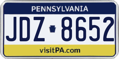 PA license plate JDZ8652
