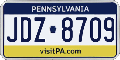 PA license plate JDZ8709