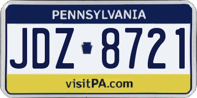 PA license plate JDZ8721