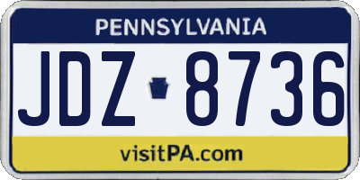 PA license plate JDZ8736