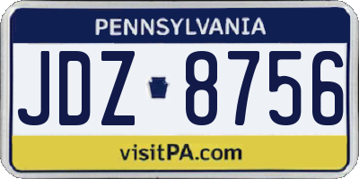 PA license plate JDZ8756