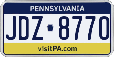PA license plate JDZ8770