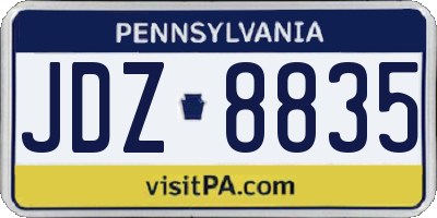 PA license plate JDZ8835