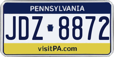 PA license plate JDZ8872