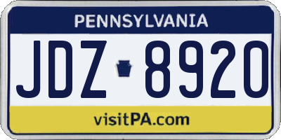 PA license plate JDZ8920