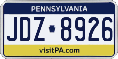 PA license plate JDZ8926