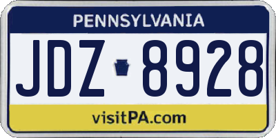 PA license plate JDZ8928