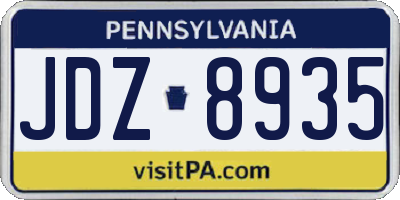 PA license plate JDZ8935