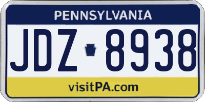 PA license plate JDZ8938