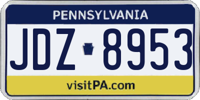 PA license plate JDZ8953