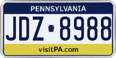 PA license plate JDZ8988