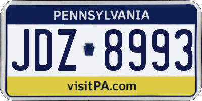 PA license plate JDZ8993