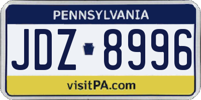 PA license plate JDZ8996