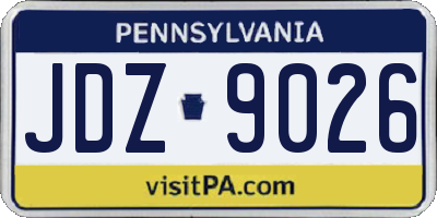 PA license plate JDZ9026