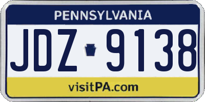 PA license plate JDZ9138
