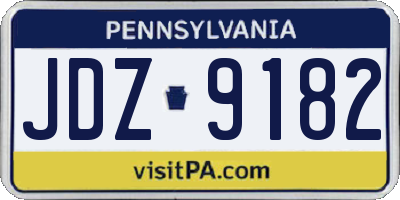 PA license plate JDZ9182